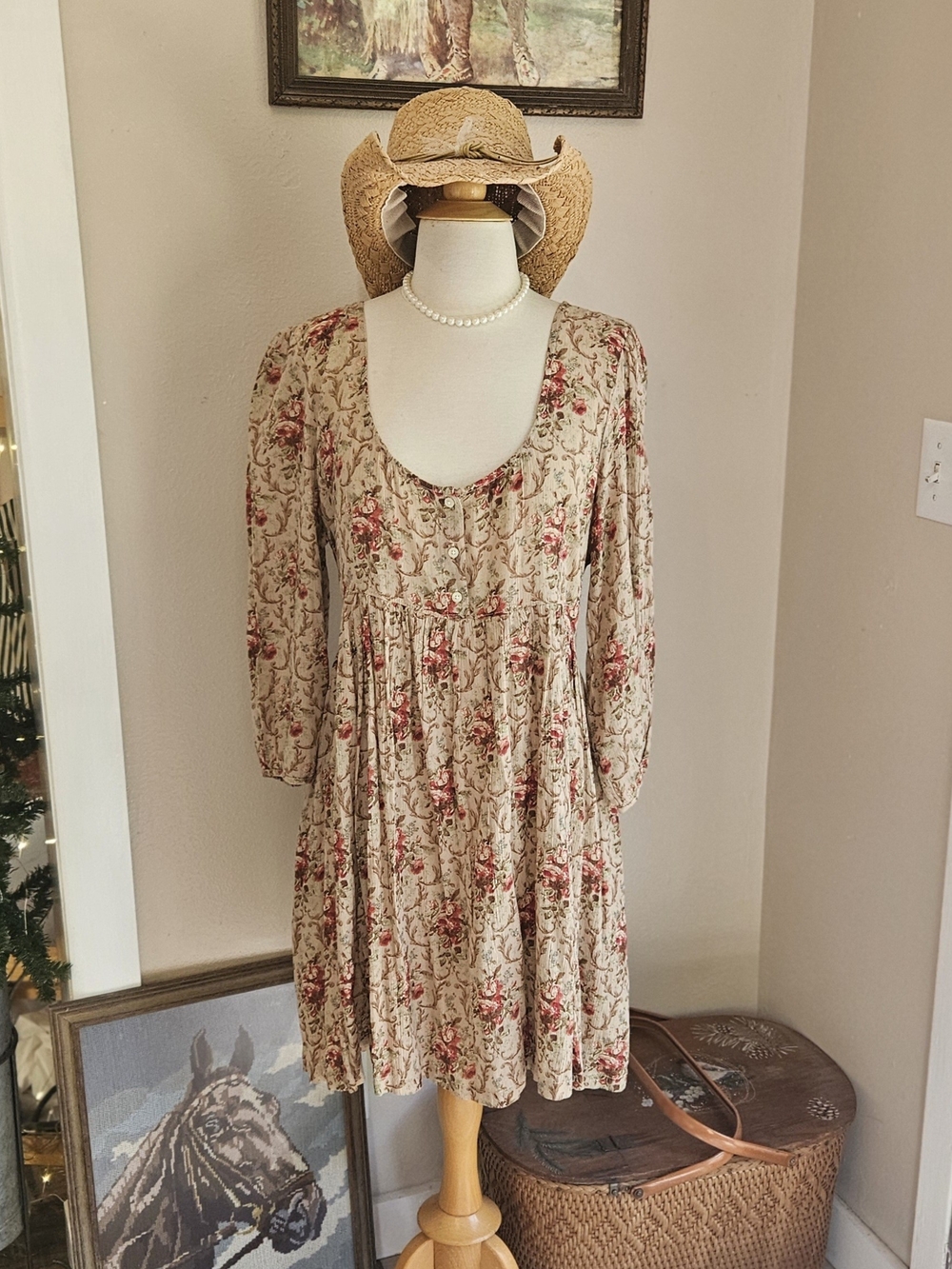Ralph Lauren Western Roses Floral Mini Dress